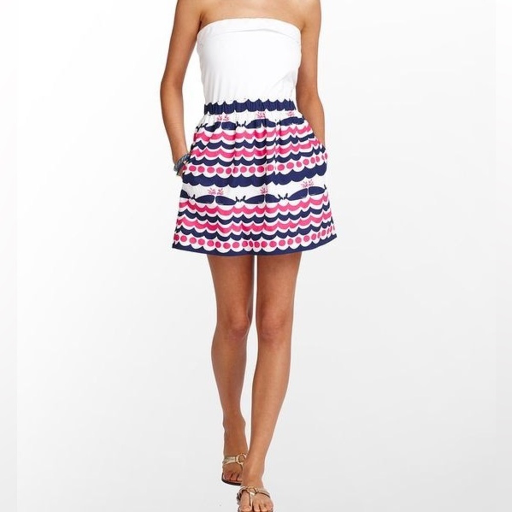 Lilly Pulitzer Whale Tales strapless dress size M